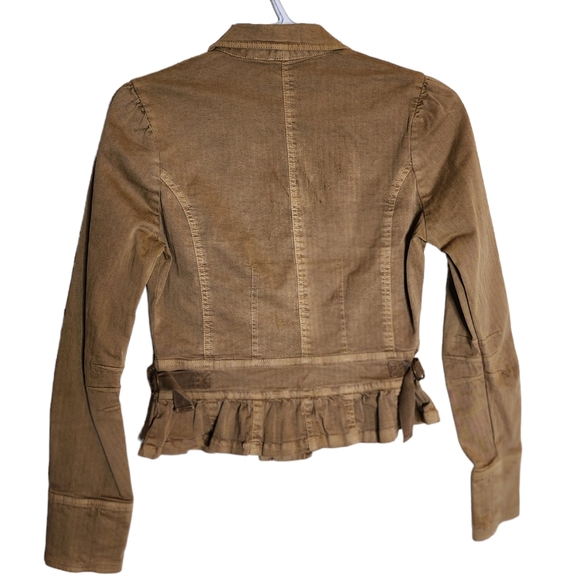 Vintage Womens Forever 21 Brown Jean Jacket with Ruffle Bottom Size Small - Picture 2 of 7